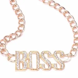 Collar Boss hip hop chapado oro 14k | Bisutería hombre con cristales