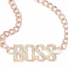 Collar Boss hip hop chapado oro 14k | Bisutería hombre con cristales