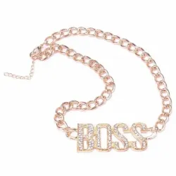Collar Boss hip hop chapado oro 14k | Bisutería hombre con cristales