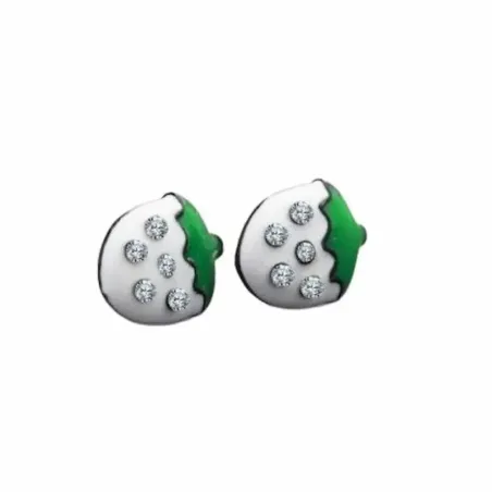 Pendientes esmalte verde blanco cristal | Bisujoya - Mujer elegante
