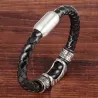 Pulsera hombre titanio piel cierre magnético | Bisutería exclusiva