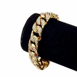 Pulsera hip hop 21cm chapada oro 14k | Bisujoya - Hombre cristales