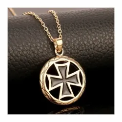 Collar cruz templaria oro plata esmalte | Bisujoya - Hombre historia fe