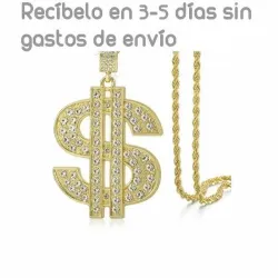 Collar dólar hip hop cristal blanco 75cm | Bisujoya - Hombre éxito estilo
