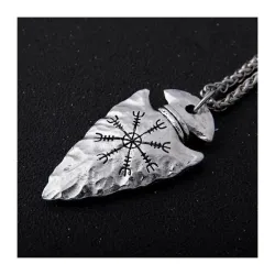 Collar vikingo punta lanza runa acero | Bisujoya - Hombre espíritu guerrero