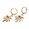 Pendientes hojas palmera cristal negro oro 14K | Bisujoya - Mujer tropical elegante