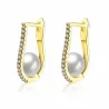 Pendientes perla blanca circonitas plata | Bisujoya - Mujer sofisticación diaria