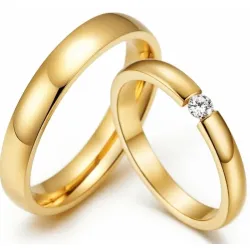 Anillos boda oro 18K acero comfort fit | Bisujoya - Pareja compromiso por siempre