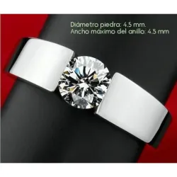Alianza compromiso cristal central acero plata | Bisujoya