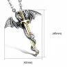 Collar dragón espada dorada acero | Bisujoya - Hombre fuerza estilo