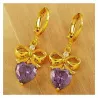 Pendientes corazón púrpura gold filled 18K | Bisujoya - Mujer romántica elegante