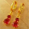 Pendientes largos gold filled 14K rubíes | Bisujoya - Mujer sofisticada color