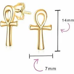 Pendientes cruz egipcia ankh oro chapado | Bisujoya - Mujer mística historia