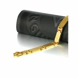 Pulsera cruz oro 18K acero 22cm hombre | Bisujoya - Fe estilo duradero