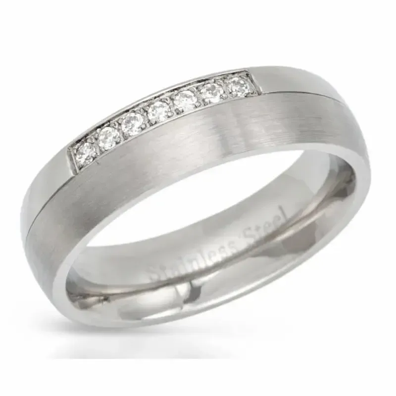 Anillo acero 7 piedras cristal talla 22 | Bisujoya - Hombre estilo único
