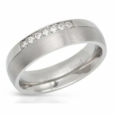 Anillo acero 7 piedras cristal talla 22 | Bisujoya - Hombre estilo único