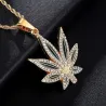 Collar hip hop hoja arce piedras blancas | Bisujoya - Hombre símbolo fuerza