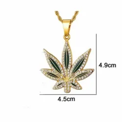 Collar hip hop hoja arce piedras blancas | Bisujoya - Hombre símbolo fuerza