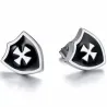 Pendientes escudo templario rojo negro | Bisujoya - Unisex medieval historia