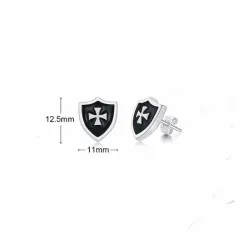 Pendientes escudo templario rojo negro | Bisujoya - Unisex medieval historia
