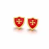 Pendientes escudo templario rojo negro | Bisujoya - Unisex medieval historia