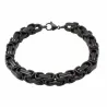 Pulsera bisutería hombre con diseño bizantino 8mm acero negro y eslabones entrelazados, sobre fondo gris.
