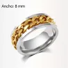 Anillo bodas cadenas doradas acero | Bisujoya - Pareja original estilo