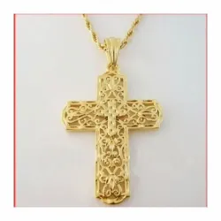 Collar cruz cristiana oro 18K hombre | Bisujoya
