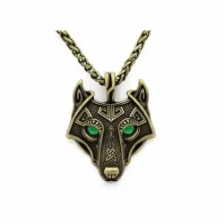 Collar cabeza loba 3 colores cadena cordón | Bisujoya - Hombre audaz símbolo
