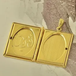 Colgante relicario musulmán oro 18K acero | Bisujoya - Hombre fe halal