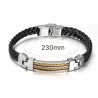 Pulsera piel alambre acero dorado 23cm | Bisujoya - Hombre estilo sofisticado