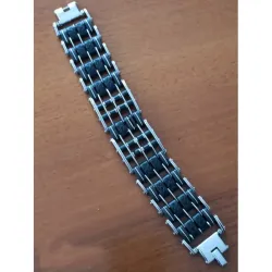 Pulsera bike ancha acero goma 3cm | Bisujoya - Hombre estilo rebelde