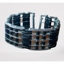 Pulsera bike ancha acero goma 3cm | Bisujoya - Hombre estilo rebelde