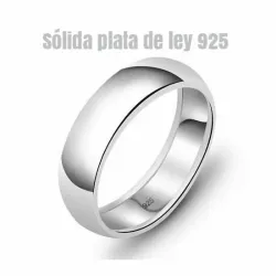 Anillo de plata fina 925 con perfil redondeado de media caña y acabado brillante.