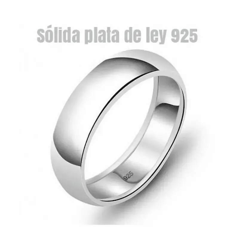 Anillo de plata fina 925 con perfil redondeado de media caña y acabado brillante.