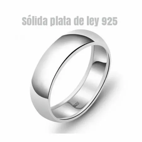 Anillo de plata fina 925 con perfil redondeado de media caña y acabado brillante.