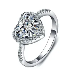 Alianza plata 925 corazón diamantes | Bisujoya