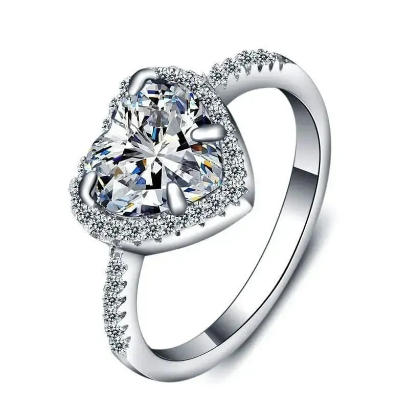 Alianza plata 925 corazón diamantes | Bisujoya