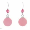 Pendientes de plata esterlina con piedra redonda rosa de 10 mm, acabado brillante y cierre de presión.