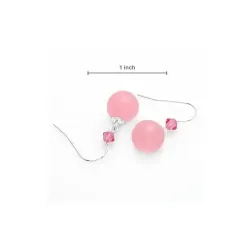 Pendientes plata 925 piedra rosa 10mm | Bisujoya