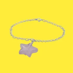 Pulsera plata 925 cuarzo rosa natural 19cm | Bisujoya