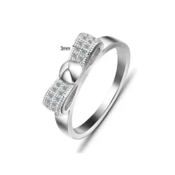 Anillo boda plata 925 lazo circonias | Bisujoya