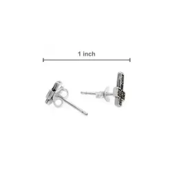 Pendientes cruz plata 925 marcasitas 10mm | Bisujoya