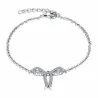 Pulsera de plata esterlina con lazo adornado con circonias blancas, cadena de 18 cm y cierre