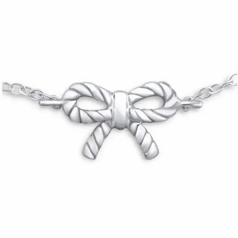 Pulsera de plata esterlina con lazo de amor grabado, cadena fina de 17 cm y cierre de langosta.