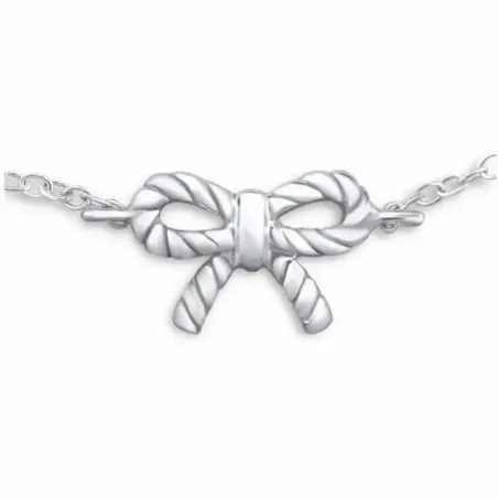 Pulsera de plata esterlina con lazo de amor grabado, cadena fina de 17 cm y cierre de langosta.