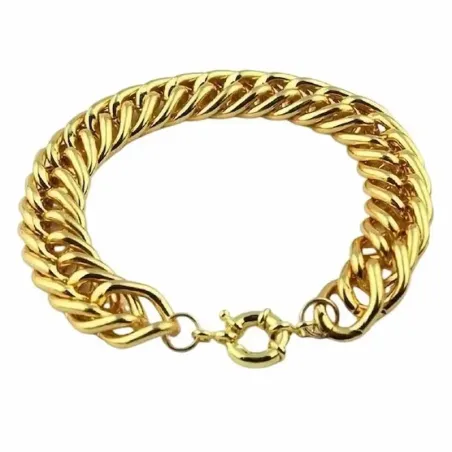 Pulsera de eslabones anchos en acabado dorado, cadena de 22,5 cm con cierre de langosta.