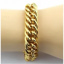 Pulsera acero dorado eslabones 22,5cm | Bisujoya