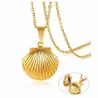 Collar relicario concha mar acero dorado 9k - Bisujoya
