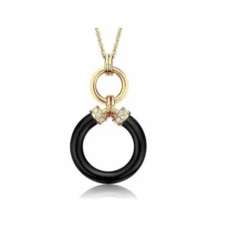 Collar dorado con colgante de circonias brillantes sobre cadena fina de acero